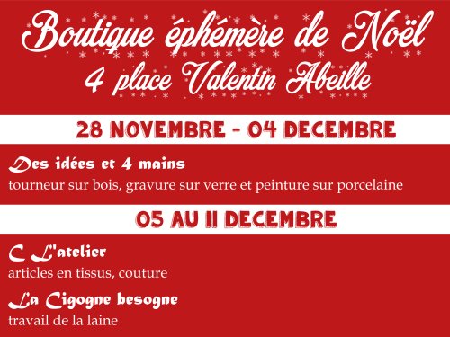 Boutique éphémère de Noël : ouverture